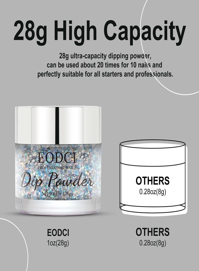 EODCI 1 Oz/28g Sequin Silver Dip Powder, Glitter Dipping Powder French Pro Collection System Nail Art Starter Manicure Salon DIY at Home, Odor-Free&Long-Lasting, No Needed Nail Lamp Curing - Image 4